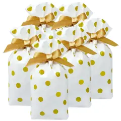 Wrapables Gold Dots Drawstring Treat Bags for Candy, Cookies, Treats, Gifts and Party Favors (50pcs)