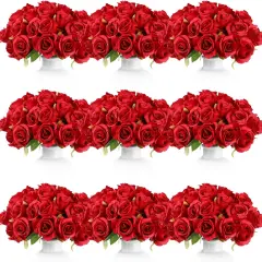 120 Pcs Artificial Rose Flowers Bouquet(Red)