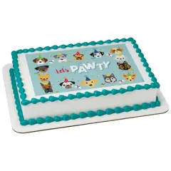 Let's Pawty Edible Cake Topper Image 1/4 sheet