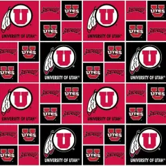 Licensed NCAA University of Utah Block UTA-020 Cotton Fabric by the Yard