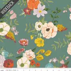 Floral Wideback (108 Inch) in Teal (wb16140-teal) | Winged Medley | Katherine Lenius | Riley Blake