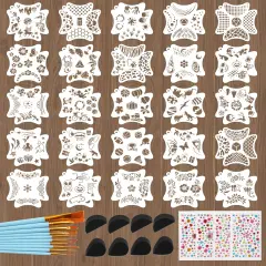 25 Sets Reusable Flowers Plants Sports Shapes Face Painting Templates(Polyethylene Terephthalate)