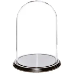Plymor 8" x 12" Glass Display Dome Cloche Black Wood Veneer