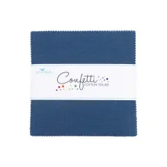 Confetti Cotton 5" Square Pack (Charm Pack / 5" Stacker) in Oxford Blue byfor Riley Blake (5-120-OXFORD-42)