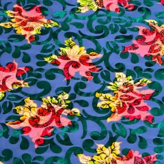 1 Yard Bombay Multicolor Floral Burnout Stretch Velvet Fabric 58 Inches Width Hunter Green
