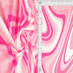 1 Yard Abstract Tie Dye 8x3 Yummy Rib Knit Fabric Soft Stretch 58/60 Inches Wide PINK