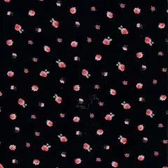 1 Yard Cotton Style Ditsy Pointelle Print Knit Fabric, 61/63&Prime; Wide Polyester Spandex Blend BLACK