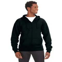 J America&reg; Premium Full-Zip Fleece Hooded Sweatshirt BLACK