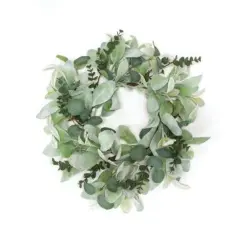 Velvet Lamb's Ear & Eucalyptus Candle Ring 6.5"