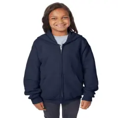 Hanes&reg; Youth Full-Zip Hooded Sweatshirt NAVY