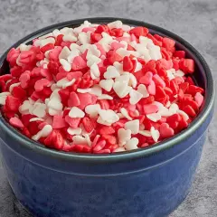 Heart Shaped Pink, Red, and White Quin Sprinkles - 4oz
