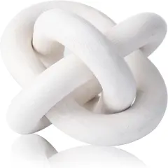 Wood Knot Chain Link Decor white Boho Wooden knots for Home Living Room, Coffee Table, Book Shelf Decoration, Modern Shelf