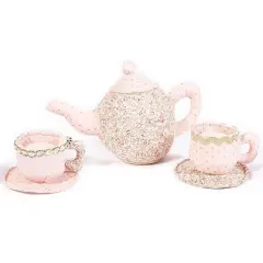 FLORAL STUFFED TOY TEA SET BY MON AMI Pink