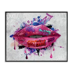 Stupell Industries Urban Graffiti Lips Framed Giclee Wall Art Design by Reinders