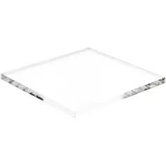 Plymor Clear Acrylic Square Standard-Edge Display Base, 4" W x 4" D x 0.25" H