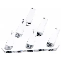Plymor Clear Acrylic Ring Finger Display, Six, 5.5" W x 5" D x 1.75" H