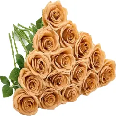 15pcs Terracotta Fake Roses Artificial Silk Flowers Faux Rose
