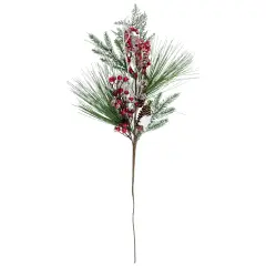 Northlight Frosted Mixed Pine Artificial Christmas Spray with Berries and Pine Cones - 31" Green