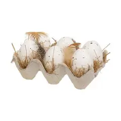 Set of 6 Natural Speckled Eggs in Crate for Rustic Easter Decor