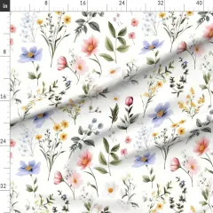 Various Fabrics by the Yard or Fat Quarter Summer Floral Wildflowers Botanical Nature Green Yellow Blue Pink Custom Printed Fabric by Spoonflower