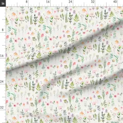 Various Fabrics by the Yard or Fat Quarter Delicate Garden Wildflower Fern Feminine Watercolor Botanical Girly Boho Cottage Core Custom Printed Fabric by Spoonflower