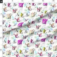 Various Fabrics by the Yard or Fat Quarter Dragon Rainbow Dragons Multi Book Illustration Custom Printed Fabric by Spoonflower