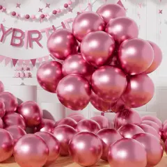 Party Balloons 50 Pcs 12 inch Pink Metallic Chrome (Pink)