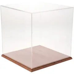 Plymor Clear Acrylic Display Case, 13" x 13" x 13" Hardwood Base
