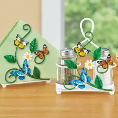 Collections Etc 4-Piece Colorful Butterflies Salt and Pepper Shaker Set