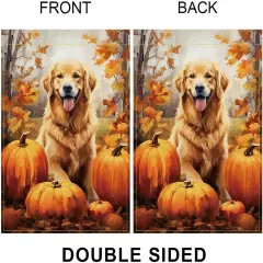 12x18inch - Welcome Fall Garden Yard Flag(Pumpkins Golden Retriever)