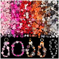TINKRSTUFF Assorted 260-320PCS Acrylic Beads For Bracelet Making, Flower Bow Butterfly Candy GummyBear Kawaii Aesthetic Beads,Cute Beads For Jewelry Making DIY Necklace Keychain Phone Charms(6 Colors)