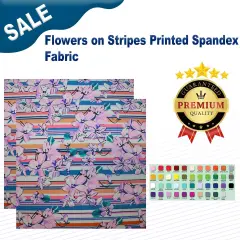 Flowers on Stripes Printed Spandex Fabric
