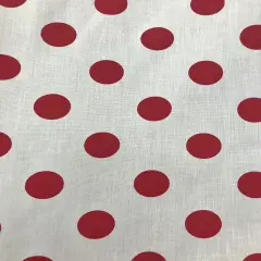 1 Yard Red Dots White Poly Cotton Fabric 59/60 Inch Wide