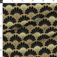 Various Fabrics by the Yard or Fat Quarter Bold Geometric Black Beige Pale Blue Elegant Scallops 1920S Fan Custom Printed Fabric by Spoonflower