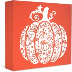Orange Fall Decor, Fall Decorations for Home Office, Autumn Sign, 5 X 5 Inch