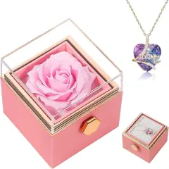 Rose Necklace Heart Necklace, Preserved Flower