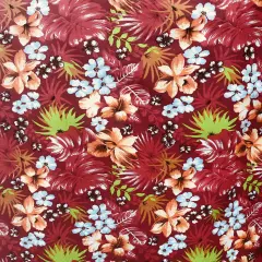 1 Yard Red Hawaiian Print Poly Cotton Fabric for Shirts Crafts Costumes and Decor 59/60 Inch Width