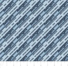 Licensed Marvel Prints Avengers - Retro Stripe With Names Navy Cotton Fabric by the Yard