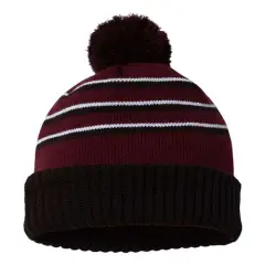 Richardson&reg; Pom Cuffed Beanie Maroon/ Black/ W