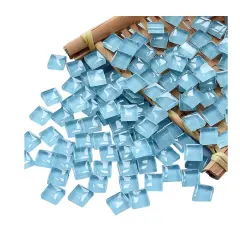100 Pieces Mosaic Tiles Squares Light Blue Crystal Mosaic Stained Glass Kits for Adults Crafts Supplies DIY Picture Frames Handmade Jewelry Coasters Art Material Decoration,1x1cm