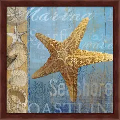 Starfish and sea by Art Licensing Studio 13" x 13" Framed Wall Art