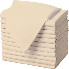Cloth Napkins - 17 x 17 Inch Beige Dinner Napkins - Set of 12 Soft & Absorbent Washable Fabric Cloth Table Napkins with Hemmed Edges for Hotel Restaurant, Holiday Parties & Wedding