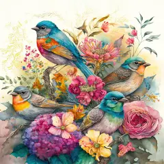 Birds Paint by Number for Adult, Birds and Flowers Paint by Numbers, Birds Adult Paint by Numbers Kits on Canvas, 16X20 Inch Flowers Paint by Numbers for Adults Beginners