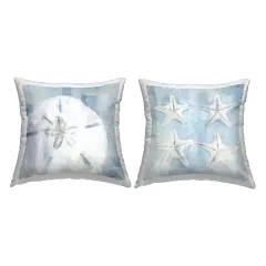 Stupell Industries Muted Blue Beach Starfish 2pc Outdoor Pillow Set, 18 x 7 x 18