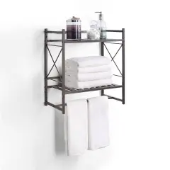 Classic Square Wall Mounted 2 Tier Bathroom Shelf