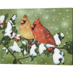 Wintery Cardinals by William Vanderdasson 20" x 16" Canvas Wall Art