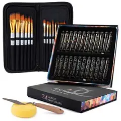 Premium Acrylic Paint Set with Paint Brush Set