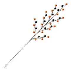 Halloween Orange & Black Berry Stems -3PCS