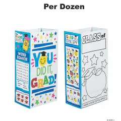 5 1/4" x 10" Elementary Graduation Paper Activity Treat Bags - 12 Pc.