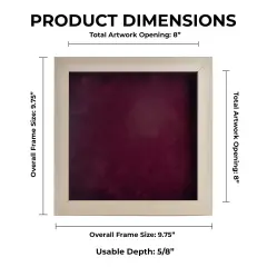 Natural Whitewash Wood Shadow Box Frame with Acrylic Front - Dark Red Suede Backing, 30 Sizes